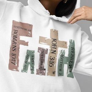 hoodies women’s White Courage Faith God , Long sleeve Hoodie All Sizes